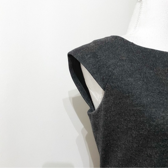 DIANE VON FURSTENBERG DARK GREY GABI FELTED JERSEY BOAT NECK SLEEVELESS DRESS - Picture 7 of 13